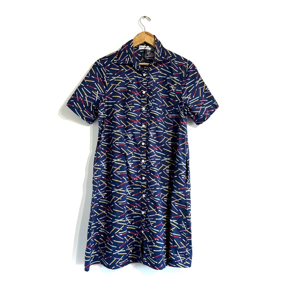 ModCloth Navy Multicolor Patterned Shirt Dress - Picture 4 of 11
